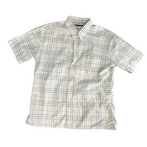 Vintage Burberry London White Plaid Monogram Short Sleeve Shirt